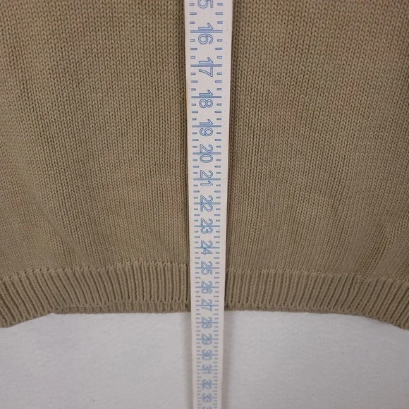 Vintage Eddie Bauer Sweater Men L Beige Crewneck Cotton Heavyweight Knit - Picture 7 of 12